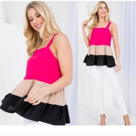 🧡6/$25🧡COLOR BLOCK TIERED TOP/BLOUSE-NEW - Picture 5 of 7
